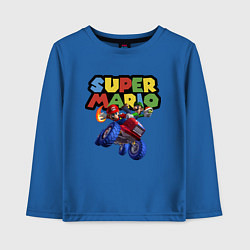 Лонгслив хлопковый детский Марио и Луиджи гонщики Super Mario, цвет: синий