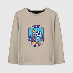 Лонгслив хлопковый детский Football - Russia, цвет: миндальный