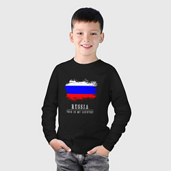 Лонгслив хлопковый детский Россия моя страна, цвет: черный — фото 2