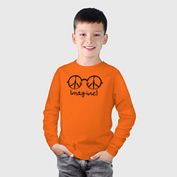 Лонгслив хлопковый детский Очки Джона Леннона Imagine, цвет: оранжевый — фото 2