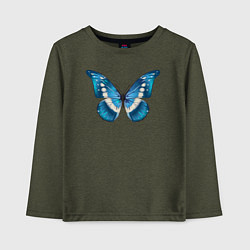 Лонгслив хлопковый детский Blue butterfly синяя бабочка, цвет: меланж-хаки