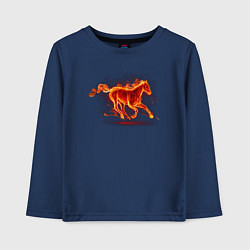 Лонгслив хлопковый детский Fire horse огненная лошадь, цвет: тёмно-синий