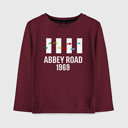 Лонгслив хлопковый детский THE BEATLES ABBEY ROAD, цвет: меланж-бордовый