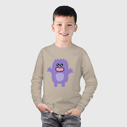 Лонгслив хлопковый детский Purple monster, цвет: миндальный — фото 2