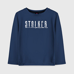 Лонгслив хлопковый детский S T A L K E R - Logo, цвет: тёмно-синий