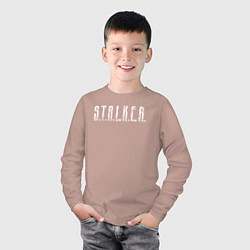 Лонгслив хлопковый детский S T A L K E R - Logo, цвет: пыльно-розовый — фото 2