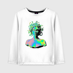 Лонгслив хлопковый детский Gorgon Medusa Vaporwave Neon, цвет: белый
