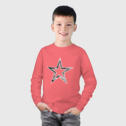Лонгслив хлопковый детский Звезда star, цвет: коралловый — фото 2