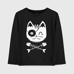 Лонгслив хлопковый детский Голова кота Skull Hype, цвет: черный