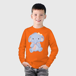 Лонгслив хлопковый детский Милый Слонёнок С Шарфом, цвет: оранжевый — фото 2