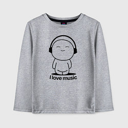 Детский лонгслив Я Люблю Музыку I love Music