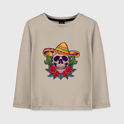 Лонгслив хлопковый детский Skull - Mexico, цвет: миндальный