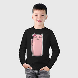 Лонгслив хлопковый детский Розовая кошечка, цвет: черный — фото 2