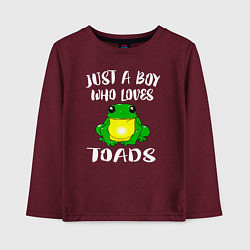Лонгслив хлопковый детский Просто мальчик, который любит жаб, цвет: меланж-бордовый