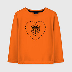 Лонгслив хлопковый детский Лого Leeds United в сердечке, цвет: оранжевый