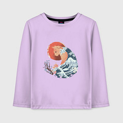 Лонгслив хлопковый детский Душа природы Японии - Бушующее море, цвет: лаванда