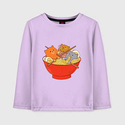 Лонгслив хлопковый детский THREE CATS EATING NOODLES, цвет: лаванда