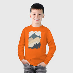 Лонгслив хлопковый детский Две медведя на скале, цвет: оранжевый — фото 2