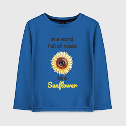 Лонгслив хлопковый детский Be a Sunflower, цвет: синий