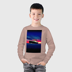 Лонгслив хлопковый детский Лайнер Титаник, цвет: пыльно-розовый — фото 2
