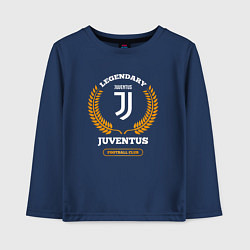 Лонгслив хлопковый детский Лого Juventus и надпись Legendary Football Club, цвет: тёмно-синий
