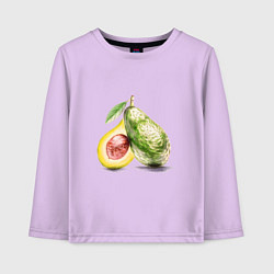 Лонгслив хлопковый детский Авокадо, нарисовано вручную, цвет: лаванда