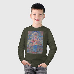 Лонгслив хлопковый детский Boy in Fancy Dress Забавный костюм - абстракция, цвет: меланж-хаки — фото 2