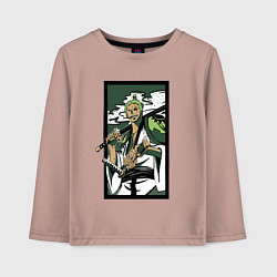 Лонгслив хлопковый детский ЗОРО САМУРАЙ ИЗ ВАН ПИСА, цвет: пыльно-розовый