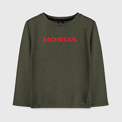 Лонгслив хлопковый детский HONDA ХОНДА LOGO спина, цвет: меланж-хаки