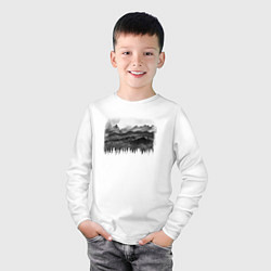 Лонгслив хлопковый детский Горный пейзаж, цвет: белый — фото 2