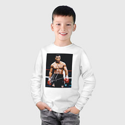 Лонгслив хлопковый детский Майк Тайсон Фото с авторгафом Mike Tyson, цвет: белый — фото 2