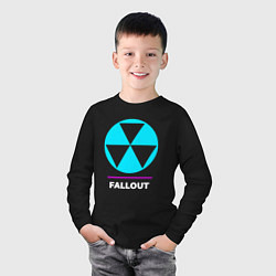 Лонгслив хлопковый детский Символ Fallout в неоновых цветах, цвет: черный — фото 2