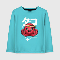 Лонгслив хлопковый детский Japanese octopus, цвет: бирюзовый