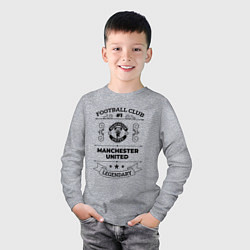 Лонгслив хлопковый детский Manchester United: Football Club Number 1 Legendar, цвет: меланж — фото 2