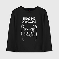 Лонгслив хлопковый детский Imagine Dragons Рок кот, цвет: черный