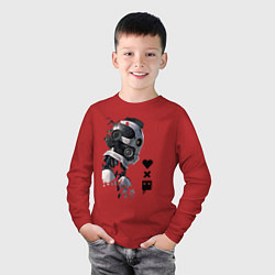 Лонгслив хлопковый детский Xbot 4000 в профиль с лого, цвет: красный — фото 2
