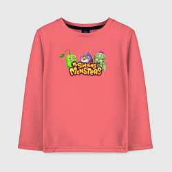 Лонгслив хлопковый детский My Singings Monsters Logo, цвет: коралловый