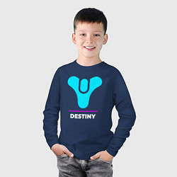 Лонгслив хлопковый детский Символ Destiny в неоновых цветах, цвет: тёмно-синий — фото 2