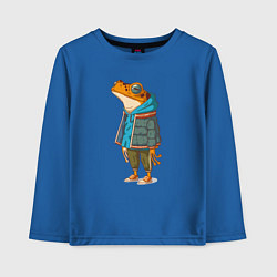 Лонгслив хлопковый детский Оранжевая лягуха, цвет: синий