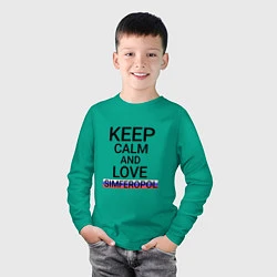 Лонгслив хлопковый детский Keep calm Simferopol Симферополь, цвет: зеленый — фото 2