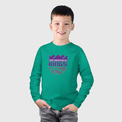 Лонгслив хлопковый детский Сакраменто Кингз NBA, цвет: зеленый — фото 2