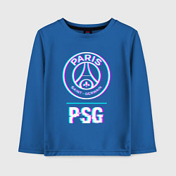 Лонгслив хлопковый детский PSG FC в стиле Glitch, цвет: синий