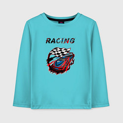 Лонгслив хлопковый детский Racing car, цвет: бирюзовый