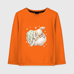 Лонгслив хлопковый детский Зайка спит на облачке, цвет: оранжевый