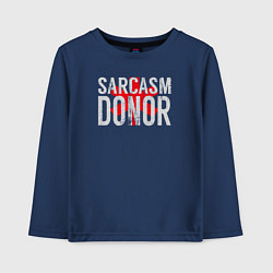 Лонгслив хлопковый детский Донор Сарказма Sarcasm Donor, цвет: тёмно-синий