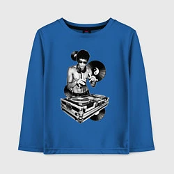 Лонгслив хлопковый детский Bruce Lee - Vinyl Dj, цвет: синий