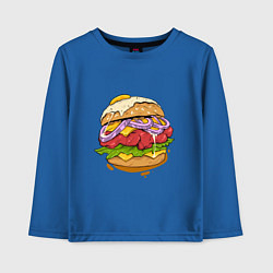 Лонгслив хлопковый детский Наимощнейший бургер, цвет: синий