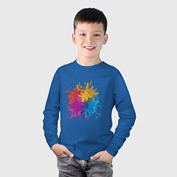 Лонгслив хлопковый детский Paint splashes, цвет: синий — фото 2