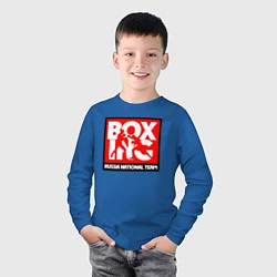 Лонгслив хлопковый детский Boxing team russia, цвет: синий — фото 2