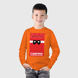 Лонгслив хлопковый детский Грустяш - С широко закрытыми глазами, цвет: оранжевый — фото 2